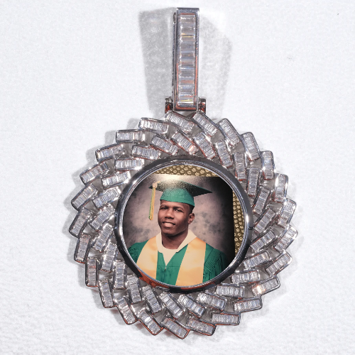 Large 3D Baguette Custom Picture Pendant