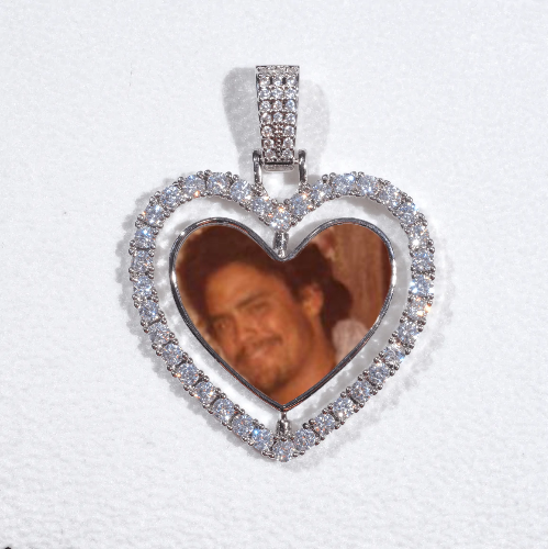 3D Spinning 2-Faced Heart Custom Picture Pendant