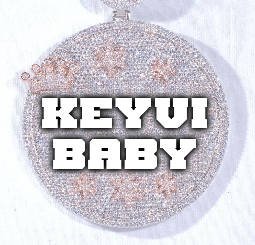 CUSTOM LETTER NECKLACE 3D BIG CROWN DISC