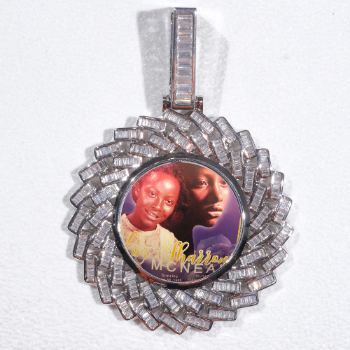 Large 3D Baguette Custom Picture Pendant