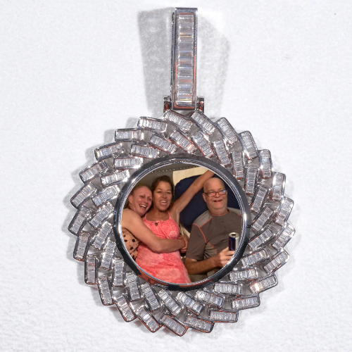 Large 3D Baguette Custom Picture Pendant