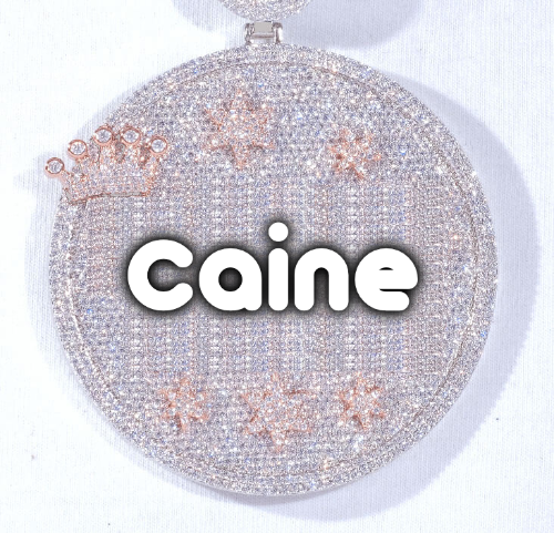 CUSTOM LETTER NECKLACE 3D BIG CROWN DISC