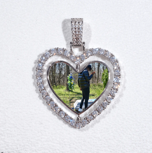 3D Spinning 2-Faced Heart Custom Picture Pendant