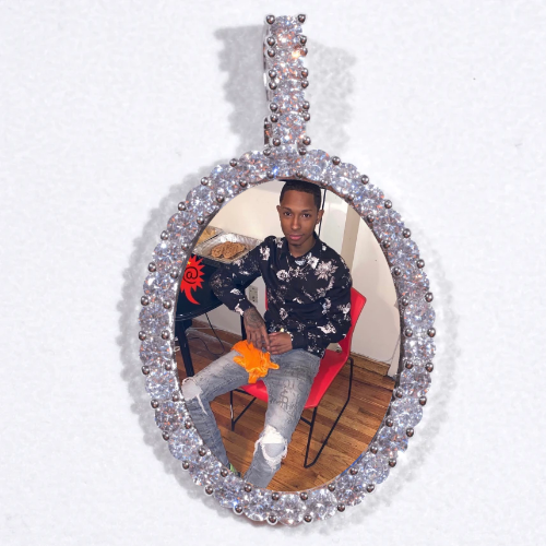 Large 3D Oval Custom Picture Pendant