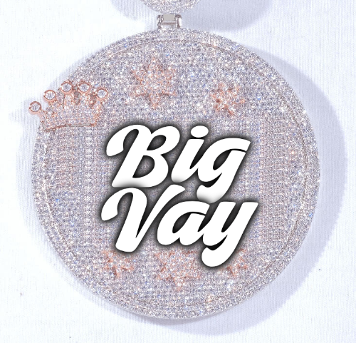 CUSTOM LETTER NECKLACE 3D BIG CROWN DISC