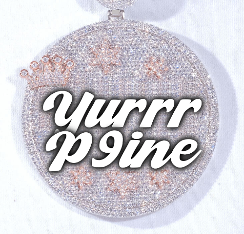 CUSTOM LETTER NECKLACE 3D BIG CROWN DISC