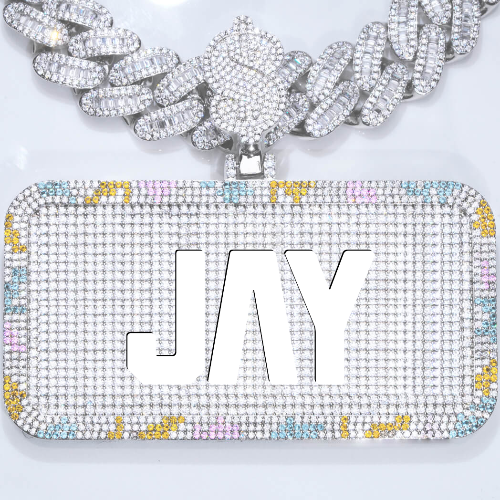CUSTOM LETTER NECKLACE 3D COLORFUL SQUARE