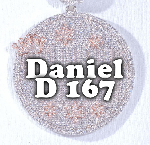 CUSTOM LETTER NECKLACE 3D BIG CROWN DISC