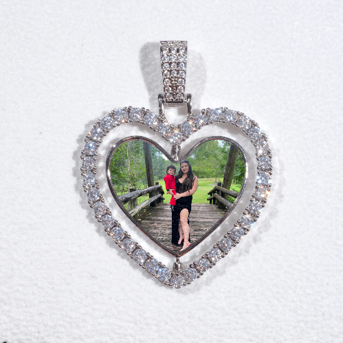 3D Spinning 2-Faced Heart Custom Picture Pendant