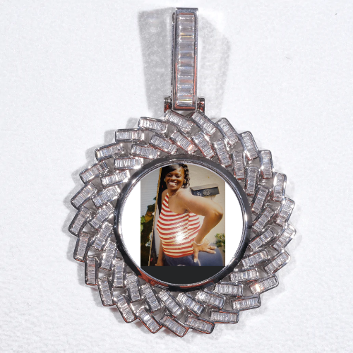 Large 3D Baguette Custom Picture Pendant