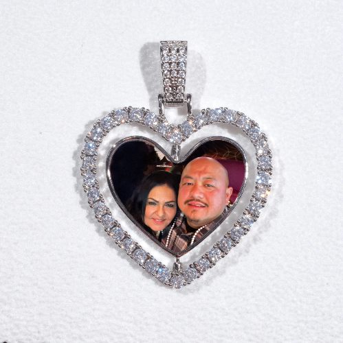 3D Spinning 2-Faced Heart Custom Picture Pendant