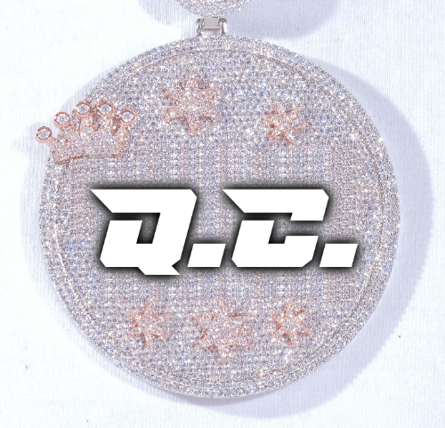 CUSTOM LETTER NECKLACE 3D BIG CROWN DISC