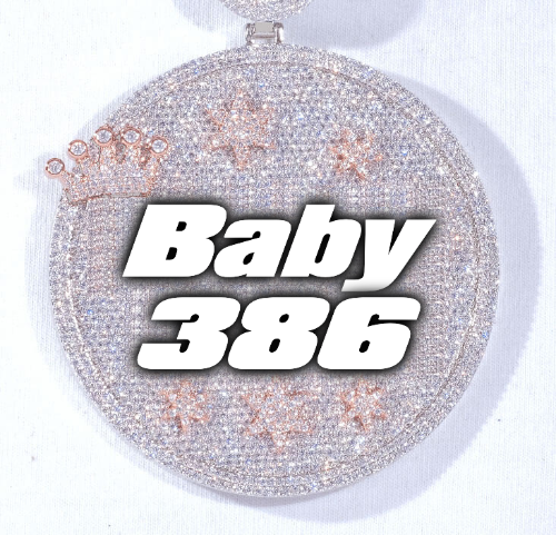 CUSTOM LETTER NECKLACE 3D BIG CROWN DISC