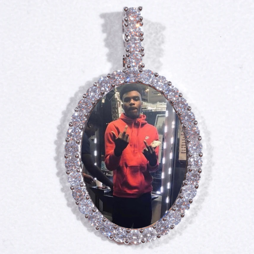 Large 3D Oval Custom Picture Pendant