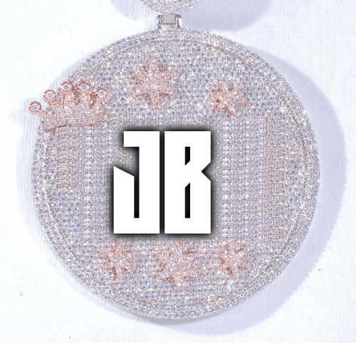 CUSTOM LETTER NECKLACE 3D BIG CROWN DISC