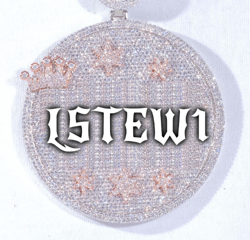 CUSTOM LETTER NECKLACE 3D BIG CROWN DISC