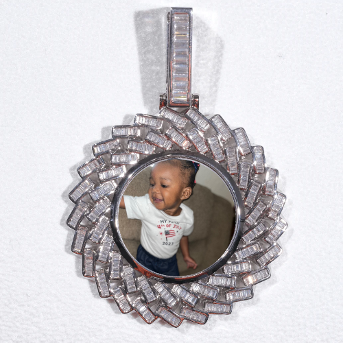 Large 3D Baguette Custom Picture Pendant