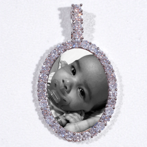 Large 3D Oval Custom Picture Pendant