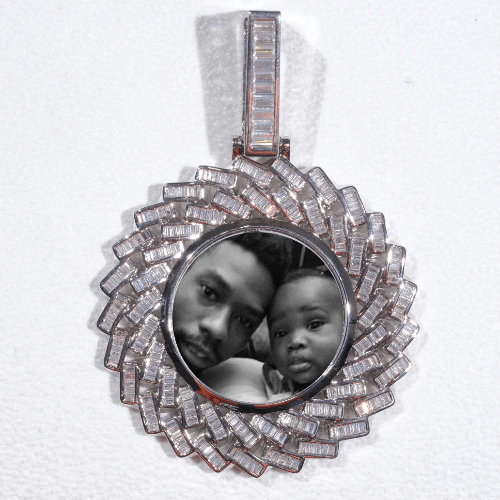 Large 3D Baguette Custom Picture Pendant