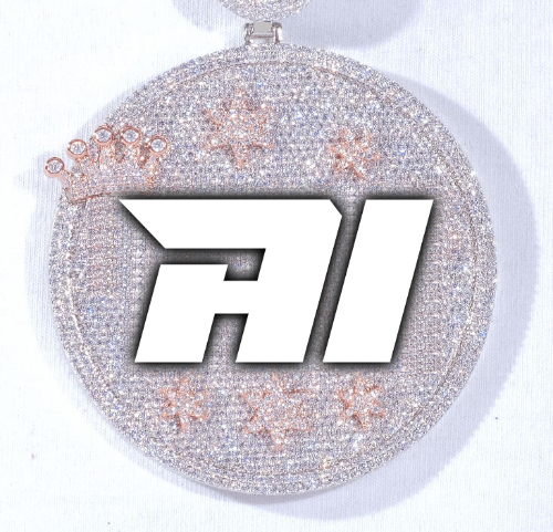 CUSTOM LETTER NECKLACE 3D BIG CROWN DISC