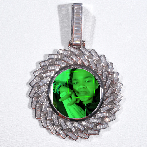 Large 3D Baguette Custom Picture Pendant