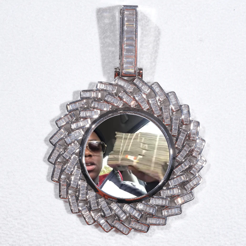 Large 3D Baguette Custom Picture Pendant