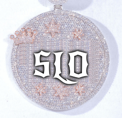 CUSTOM LETTER NECKLACE 3D BIG CROWN DISC