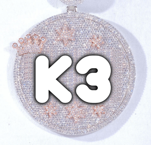 CUSTOM LETTER NECKLACE 3D BIG CROWN DISC