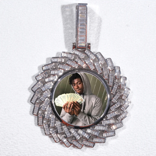 Large 3D Baguette Custom Picture Pendant