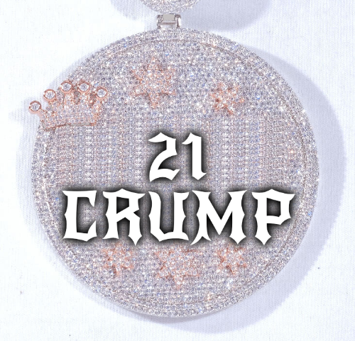 CUSTOM LETTER NECKLACE 3D BIG CROWN DISC