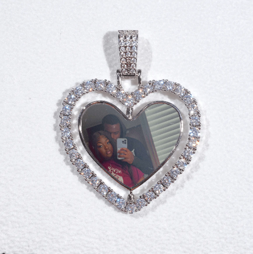 3D Spinning 2-Faced Heart Custom Picture Pendant