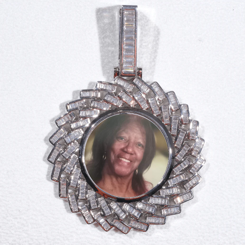 Large 3D Baguette Custom Picture Pendant
