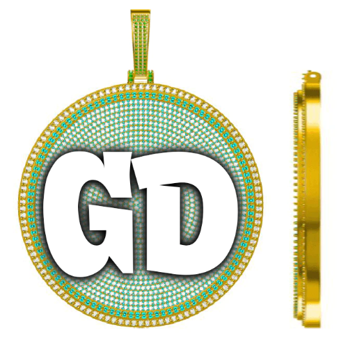 CUSTOM LETTER NECKLACE 3D BIG DISC