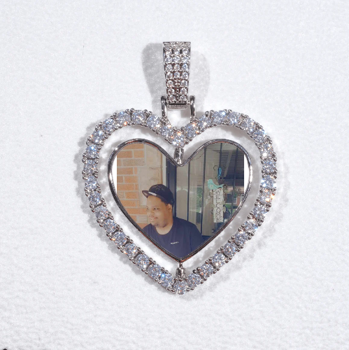3D Spinning 2-Faced Heart Custom Picture Pendant