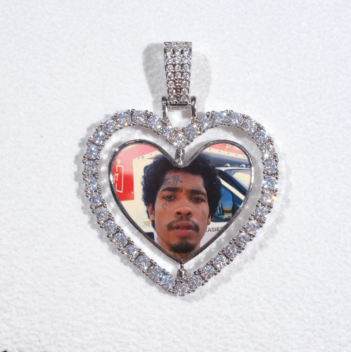 3D Spinning 2-Faced Heart Custom Picture Pendant