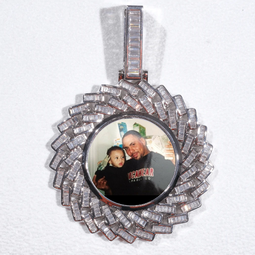 Large 3D Baguette Custom Picture Pendant