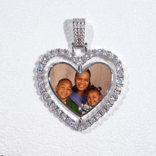 3D Spinning 2-Faced Heart Custom Picture Pendant