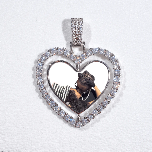 3D Spinning 2-Faced Heart Custom Picture Pendant