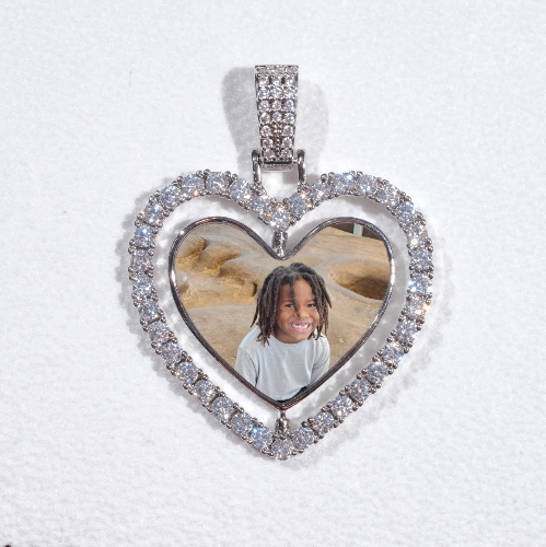3D Spinning 2-Faced Heart Custom Picture Pendant