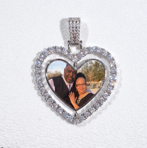 3D Spinning 2-Faced Heart Custom Picture Pendant