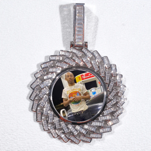Large 3D Baguette Custom Picture Pendant