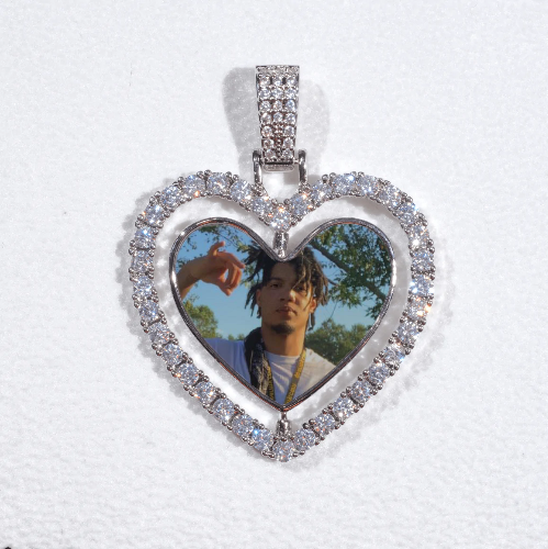 3D Spinning 2-Faced Heart Custom Picture Pendant