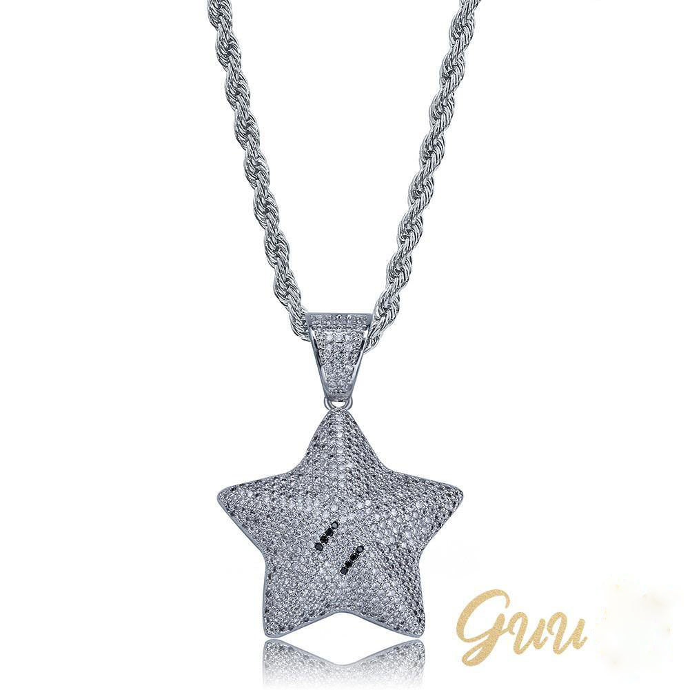 18K Gold-Plated CZ  Pentagram Hip Hop Pendant Necklace - The GUU Shop