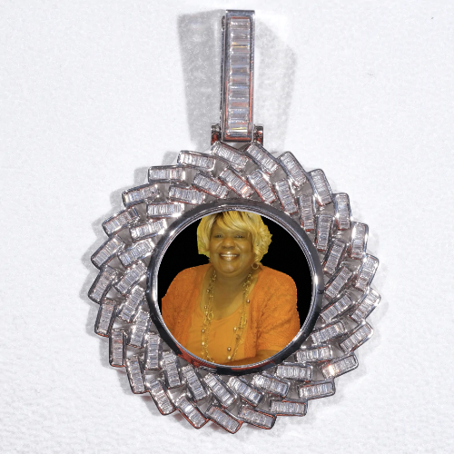 Large 3D Baguette Custom Picture Pendant