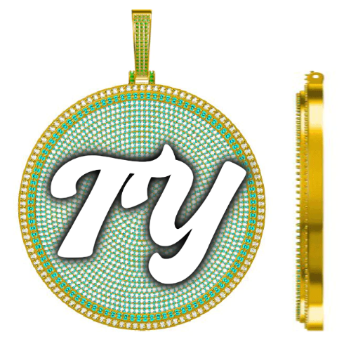 CUSTOM LETTER NECKLACE 3D BIG DISC