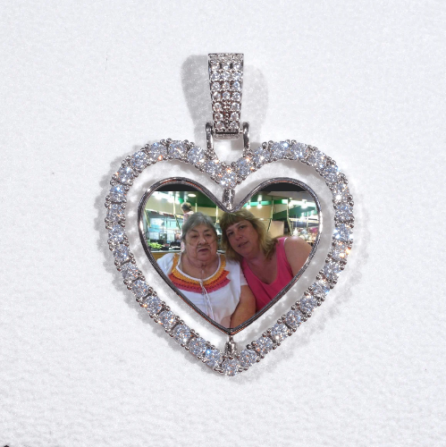 3D Spinning 2-Faced Heart Custom Picture Pendant