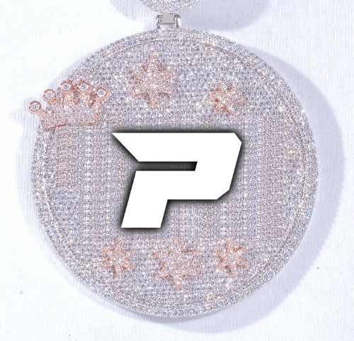 CUSTOM LETTER NECKLACE 3D BIG CROWN DISC