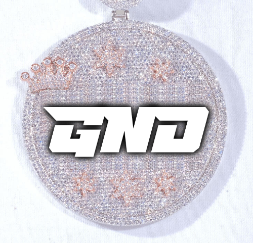CUSTOM LETTER NECKLACE 3D BIG CROWN DISC