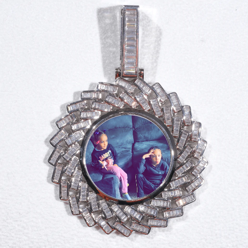 Large 3D Baguette Custom Picture Pendant