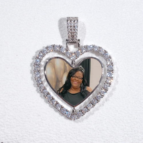 3D Spinning 2-Faced Heart Custom Picture Pendant